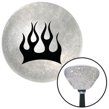 Black Crescent Flames Clear Retro Metal Flake Shift Knob w/ M16x1.5 Insert Auto
