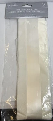Details Accessories Pair Of White Pew Bows With Tulle 77" Long - Image 1 of 4
