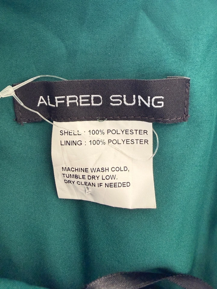 Alfred Sung Hunter Green One-Shoulder A-Line Gown Size 4 $239 D815S - Image 3 of 4