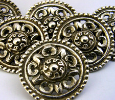 SIX LARGE CELTIC STYLE 800 SOLID SILVER BUTTONS c1900 ANTIQUE 24g