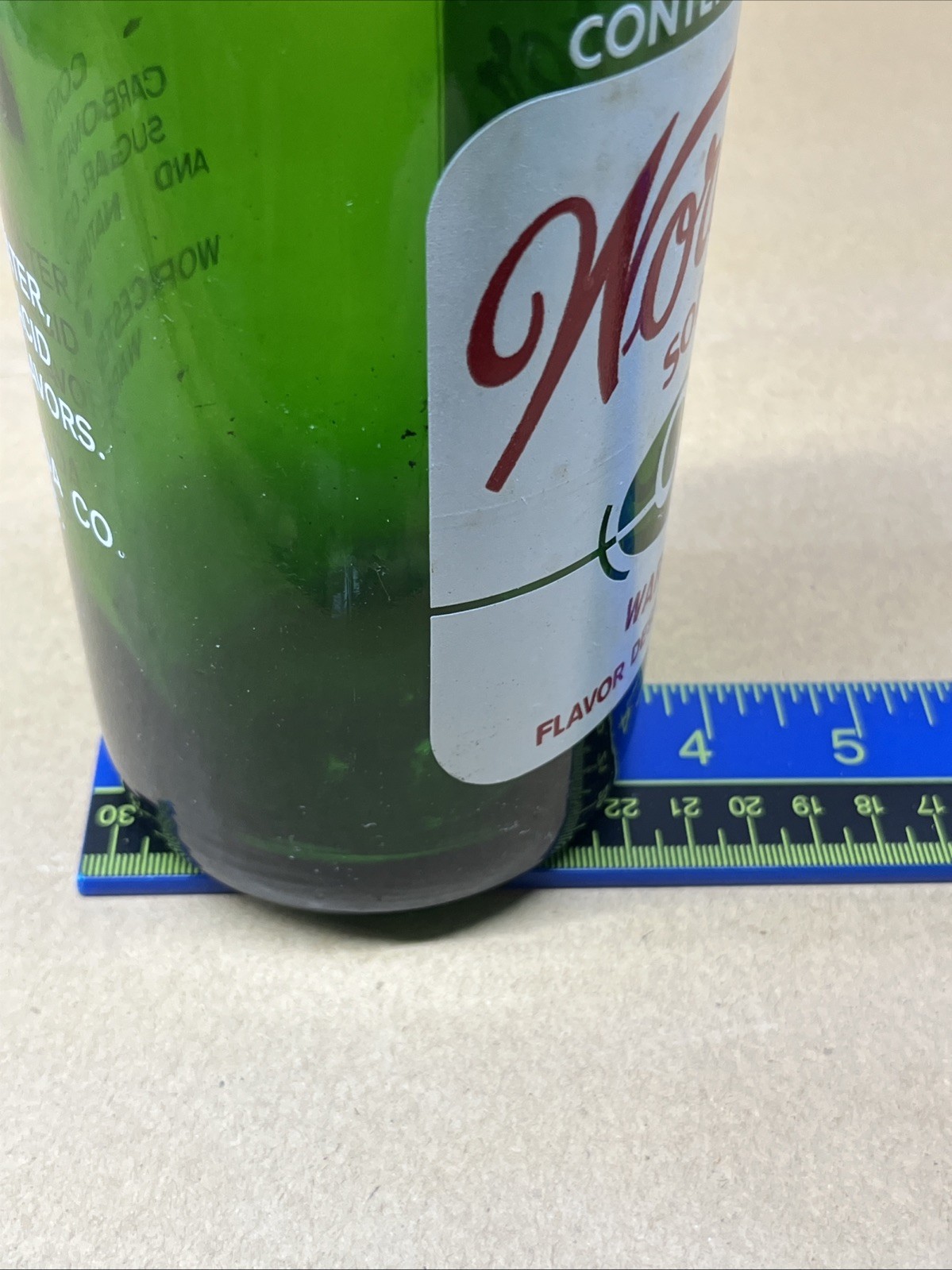 Worcester Soda Co.  Ware, Mass MA  Pint 12 Oz 11” Big Cola Bottle Green