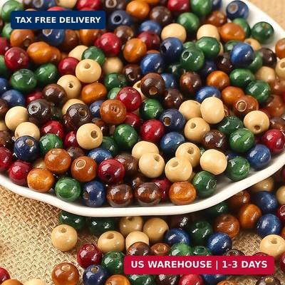 DAHI 1000PCS Colorful Wooden Beads 8mm Assorted Macrame Wooden Loose Spacer Bead