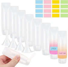 12PCS Travel Kit Refillable 1oz Bottles with Funnels Label for Toiletries Lotion