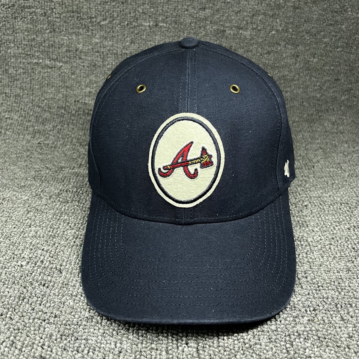 Atlanta Braves '47 Brand Snapback Hat Navy Blue Gold Eyelets Green Underbrim