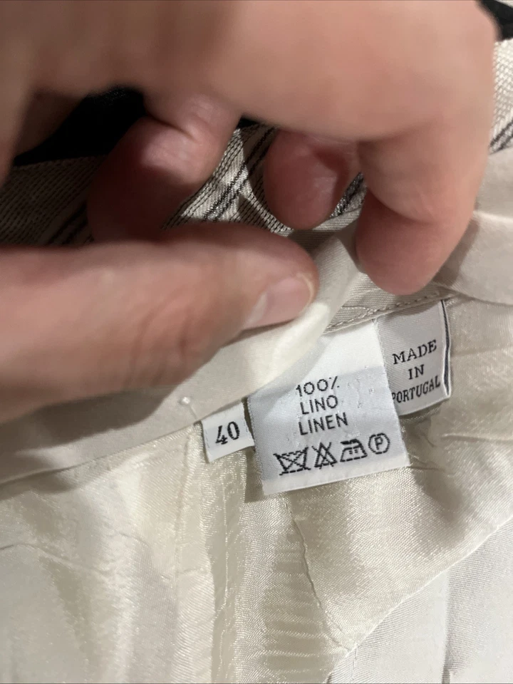 ERMENEGILDO ZEGNA 100% LINEN MENS BLACK PANTS 38x32 MADE IN PORTUGAL *READ* - Image 4 of 4