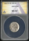 US Coin 1937-S Buffalo Nickel ANACS MS62 San Francisco NO RESERVE!