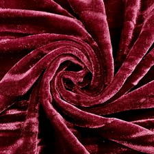 Pauline BURGUNDY Wrinkled Polyester Crushed Stretch Velvet Fabric by the Yard f