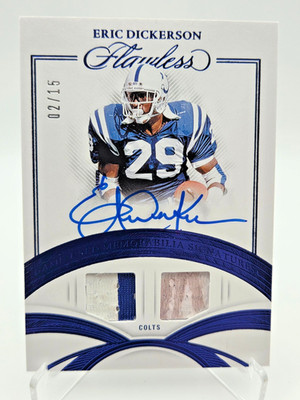 2025 Panini Flawless Eric Dickerson Game-used Auto Blue 2/15 Colts COLOR MATCH