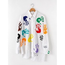 LANVIN x Gallery Dept. Josu  Thomas Handprint Asymmetric Shirt Size 41 / US 16