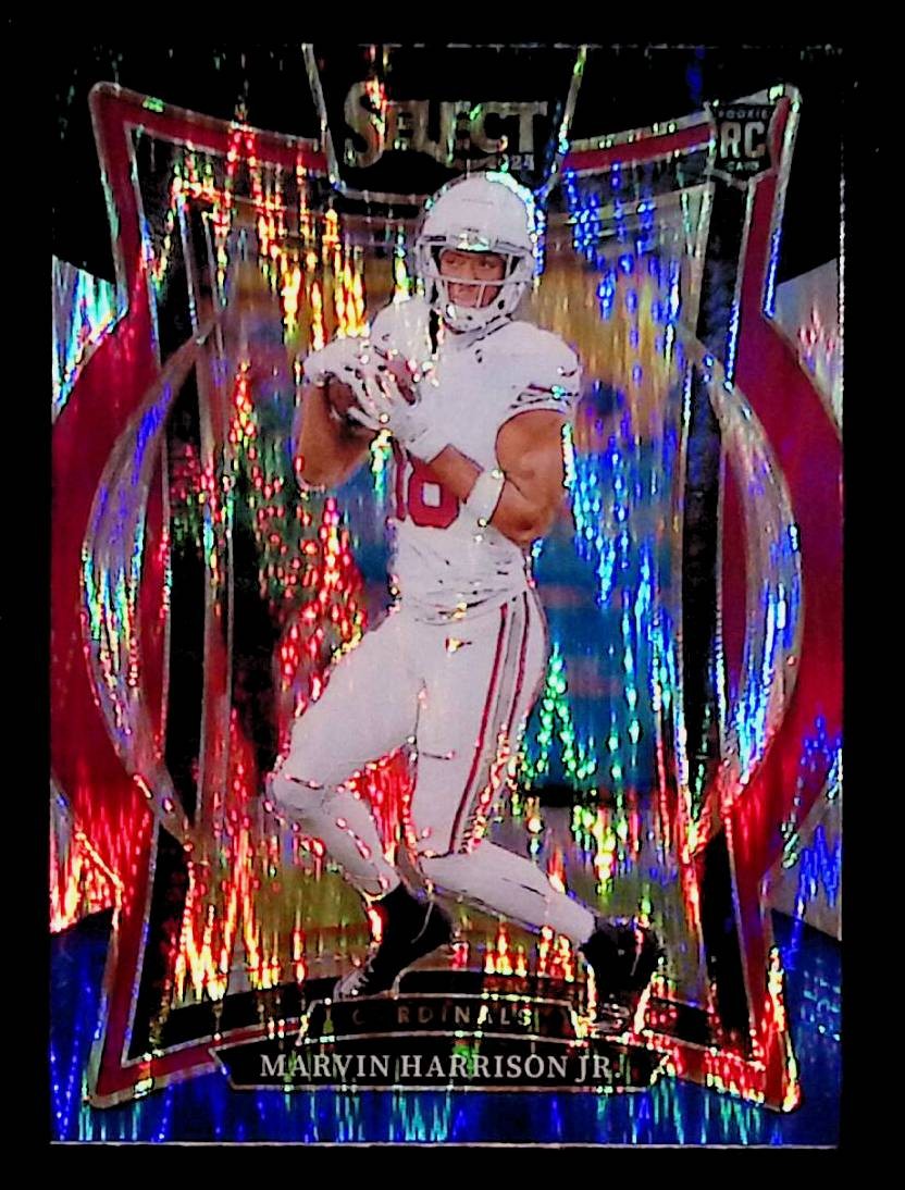 Marvin Harrison Jr. 2024 Panini Select Black & Blue Prizm Shock #28 Rookie