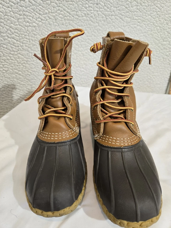 LL Bean Botas Mujer 6.5 Duck Bean Botas Cuero Tostado Lluvia Impermeable Hechas en EE. UU. Foto 4 de 4