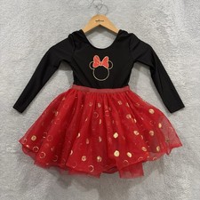 Disney Junior Minnie Mouse Tutu Dress Girls Youth 5T Long Sleeve Black Red Cute