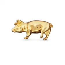 Vintage Gold Tone Pig Lapel Pin Hog Farm Agriculture Collectible CAMCO