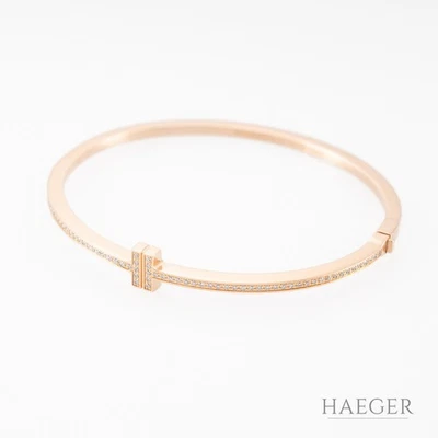 Tiffany T Wire Armreif | Gr. 16,5 | mit Diamanten | 750/- Roségold - Bild 1 von 4