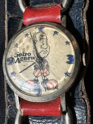 1972 vintage Spiro Agnew wristwatch with original Leather Band original 4 parts