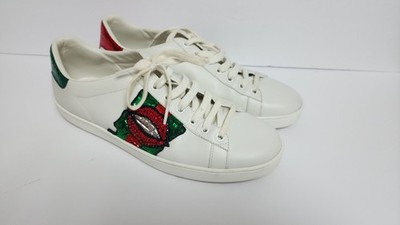 EU Size 39.5 - Gucci Sequin Lips Ace - White BARELY WORN 