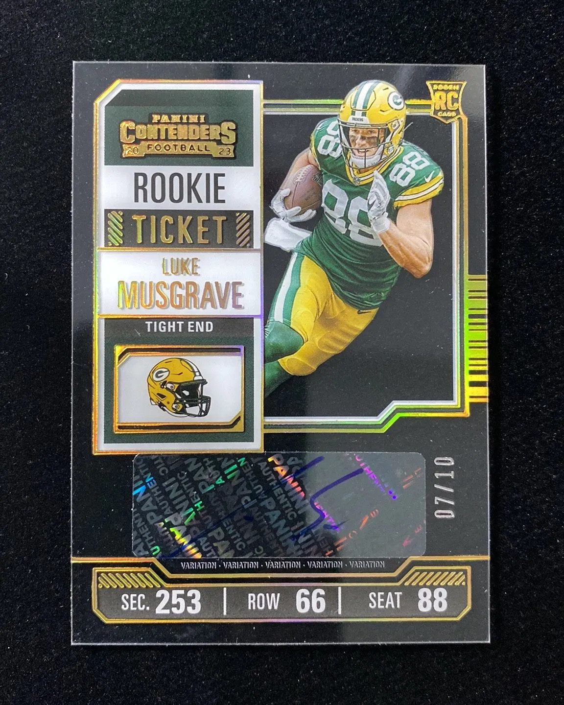 2023 Contenders Rookie Ticket RC Clear Luke Musgrave Auto Variation 7/10 HD