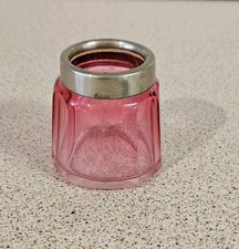 Beautiful Early 20th Century Ruby Coloured Glass Jar With EPNS Collar.