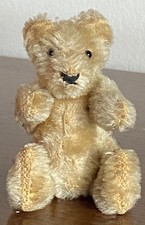 VINTAGE Miniature Steiff Mohair Teddy Baby Bear Honey Brown Mohair 3.5  NO ID 
