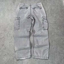 Carhartt Cargo Pants Men's 33x28 Gray Dungaree Fit Workwear Utility Baggy Y2K