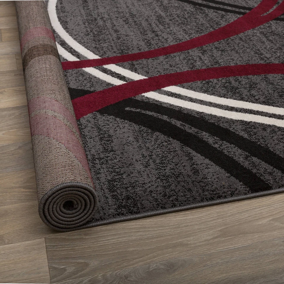 Rugshop Alfombras Grandes 9x12 Modernas Diseño Círculos Abstractos Alfombras Rojas para Salón Foto 4 de 4