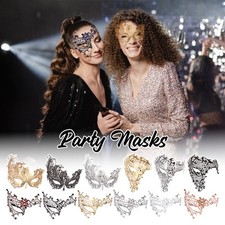 Shiny Halloween Metal Mask with Rhinestones Electroplated Masquerade Party Props