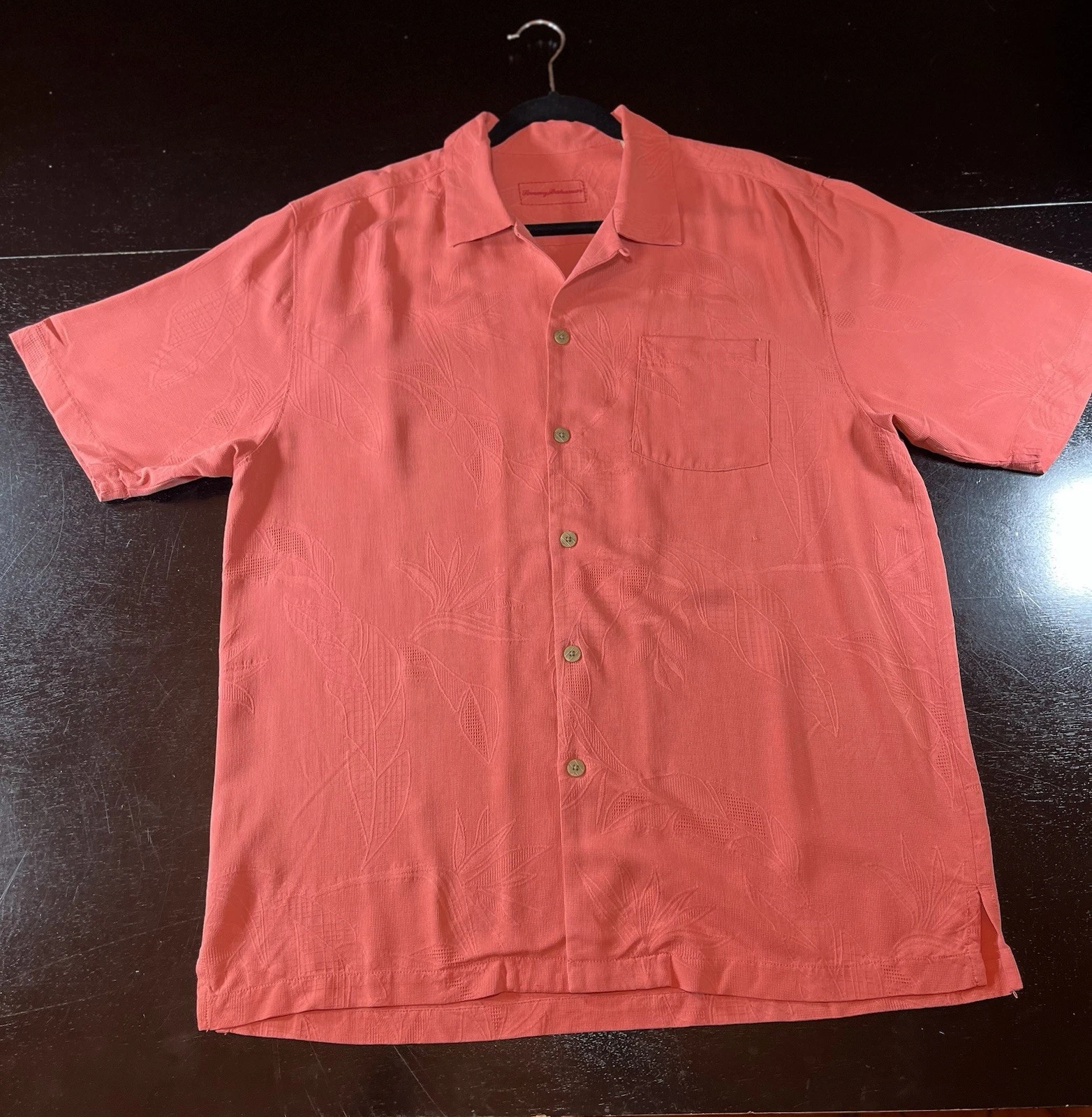 Tommy Bahama Silk Shirt Mens L Casual Vacation Short Sleeve Button Down
