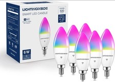 Smart Light Bulbs E12 60W Alexa/Google/Smart Life 2.4G WiFi Bluetooth Bulb 6PCS