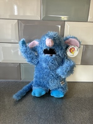 Vintage Tutter Maus Bär im großen blauen Haus Stofftier 90er Jahre