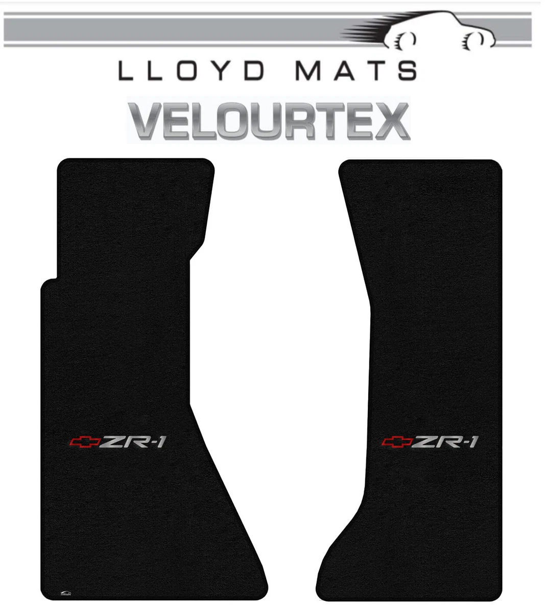 1990 1994 C4 Corvette Lloyd Velourtex Frt Black Floor Mat ZR1 Logo