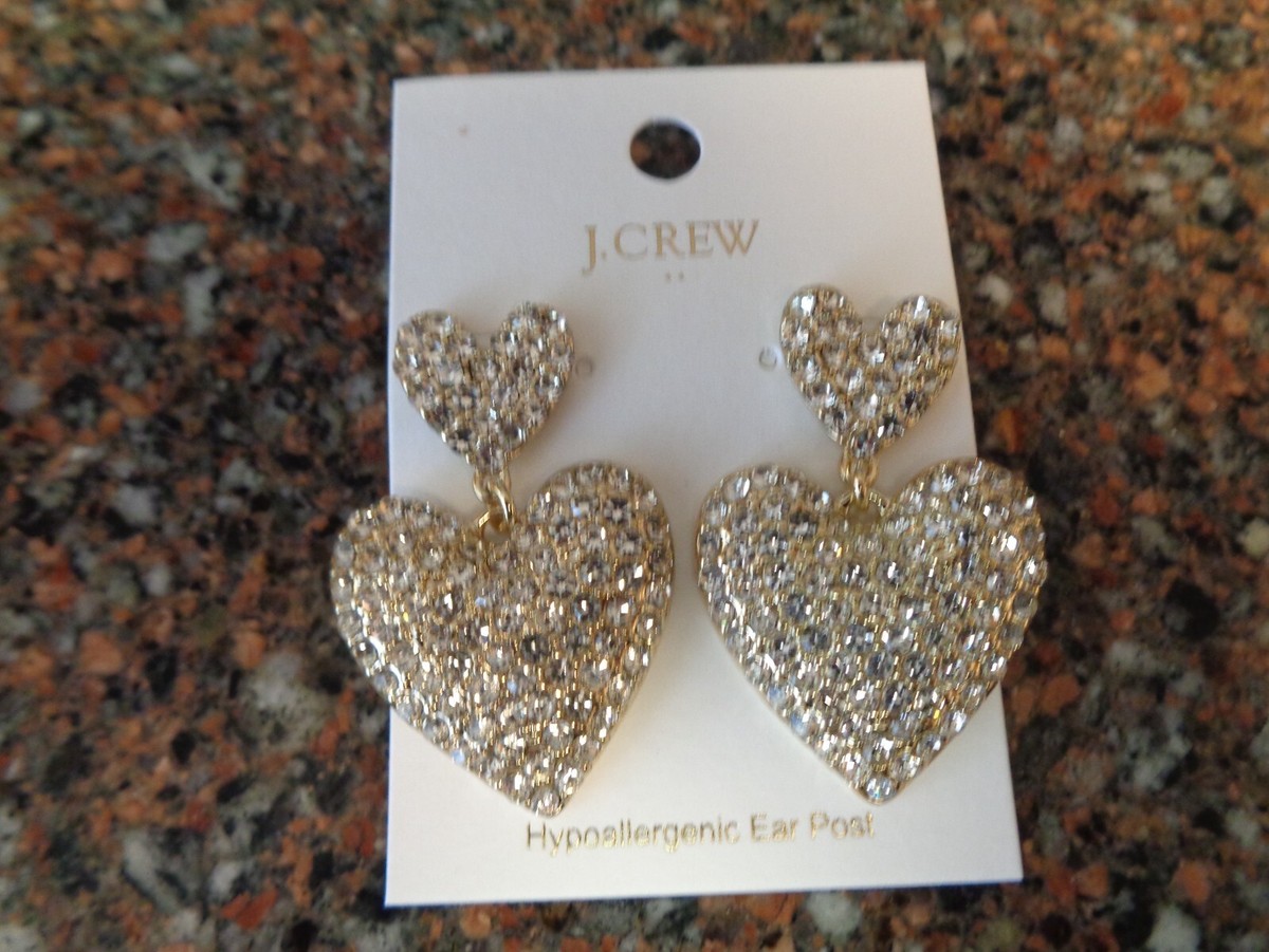 Factory Pave Heart Statement Earrings Crystal Multi Gold