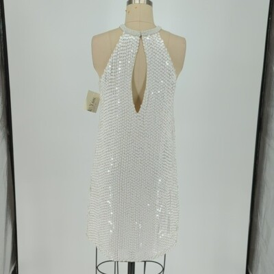 Parker Beaded Halter Shift Dress White 0 cocktail party catsby wedding  holiday | eBay