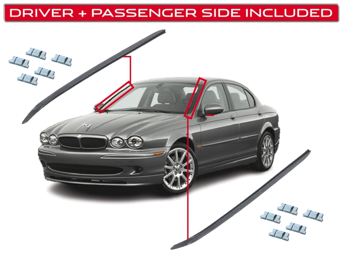 JAGUAR OEM 01-08 X-Type Windshield-Reveal Molding SET + ATTACHMENT