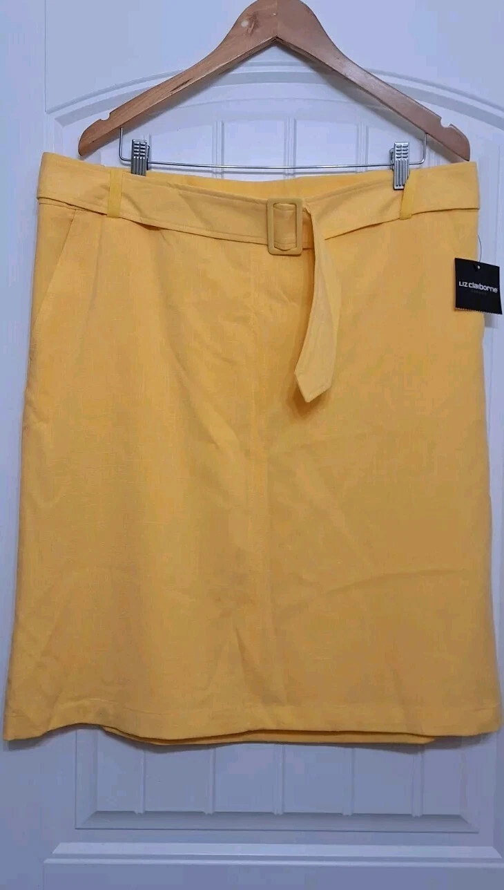 Liz Claiborne Career Yellow Pencil Skirt Women Size 16 Belted
Opens in a new window or tab