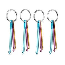 4 Sets Keychain Aluminum Crochet Hooks Knitting Needles Craft Yarn, 3 Sizes