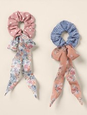 Matilda Jane Heart to Heart New Day Scrunchie Set Chiffon Bow OS One Size NWT