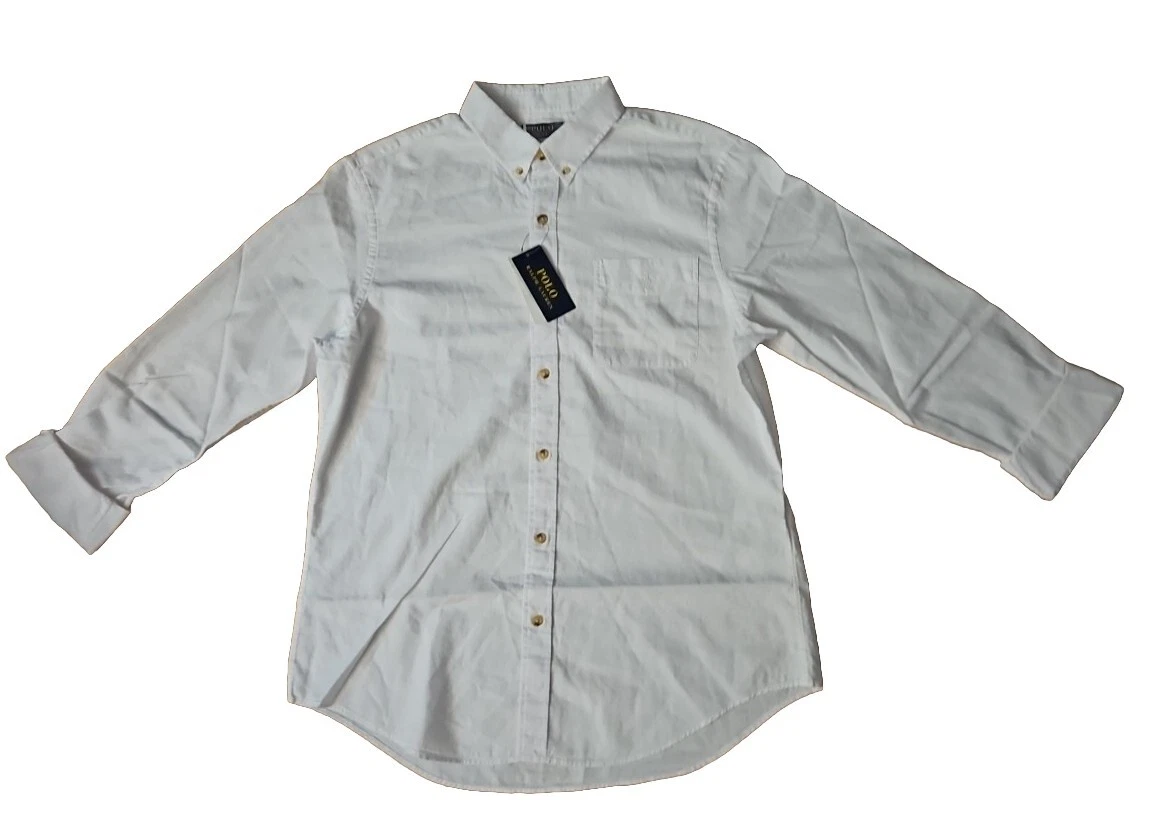 Polo Ralph Lauren Men's Cotton White Slim Fit Long Sleeve Button Down Shirt XL