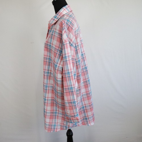 Shein Shirt Top Womens Large Casual Stretch Button Up Pink Plaid Long Sleeve - 第 5/9 張圖片