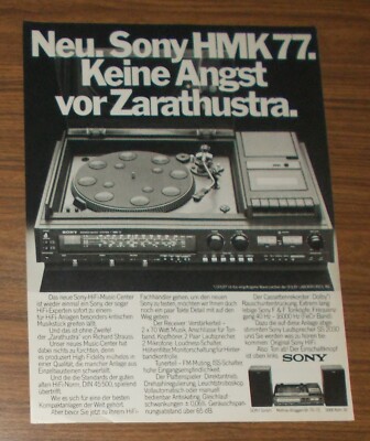 Seltene Werbung SONY HMK 77 HiFi-Music-Center SS 2030 Lautsprecher Boxen 1977