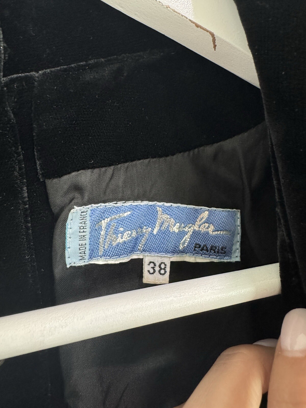 Thierry Mugler Black Velvet Cocktail Dress Winter 1985 Blue Label Rhinestone 38 image 7