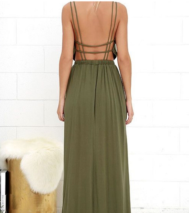 lost in paradise olive green maxi dress Olive Green Dress - Strappy Dress - Maxi Dress
