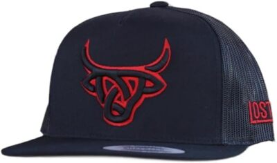 LOST CALF BLACK BROWN 3D STITCH LOGO - HATS CAP - LAZO A FRAME