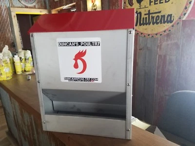 DUNCANS POULTRY Duncan's Poultry 30 Lb High Capacity Chicken Wall Feeder Hinged Lid Made in USA