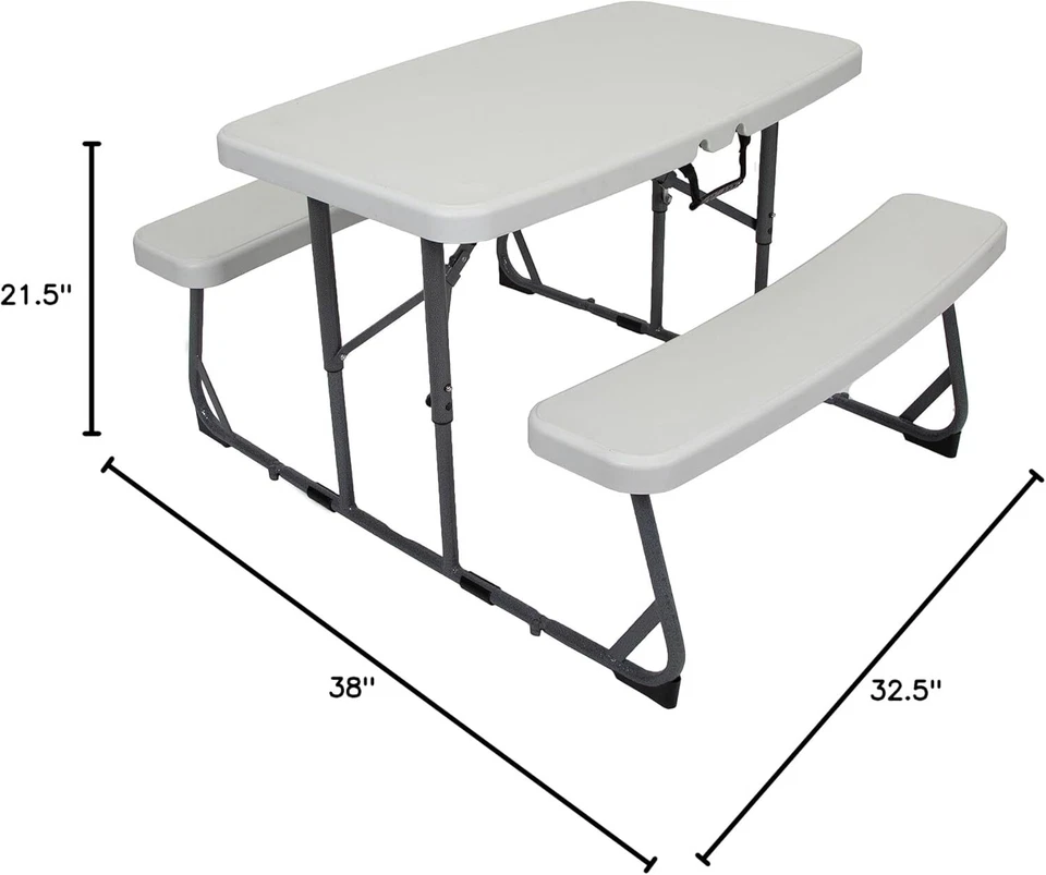 Mesa de piquenique infantil compacta Stansport (G-940), branca - Imagem 3 de 4
