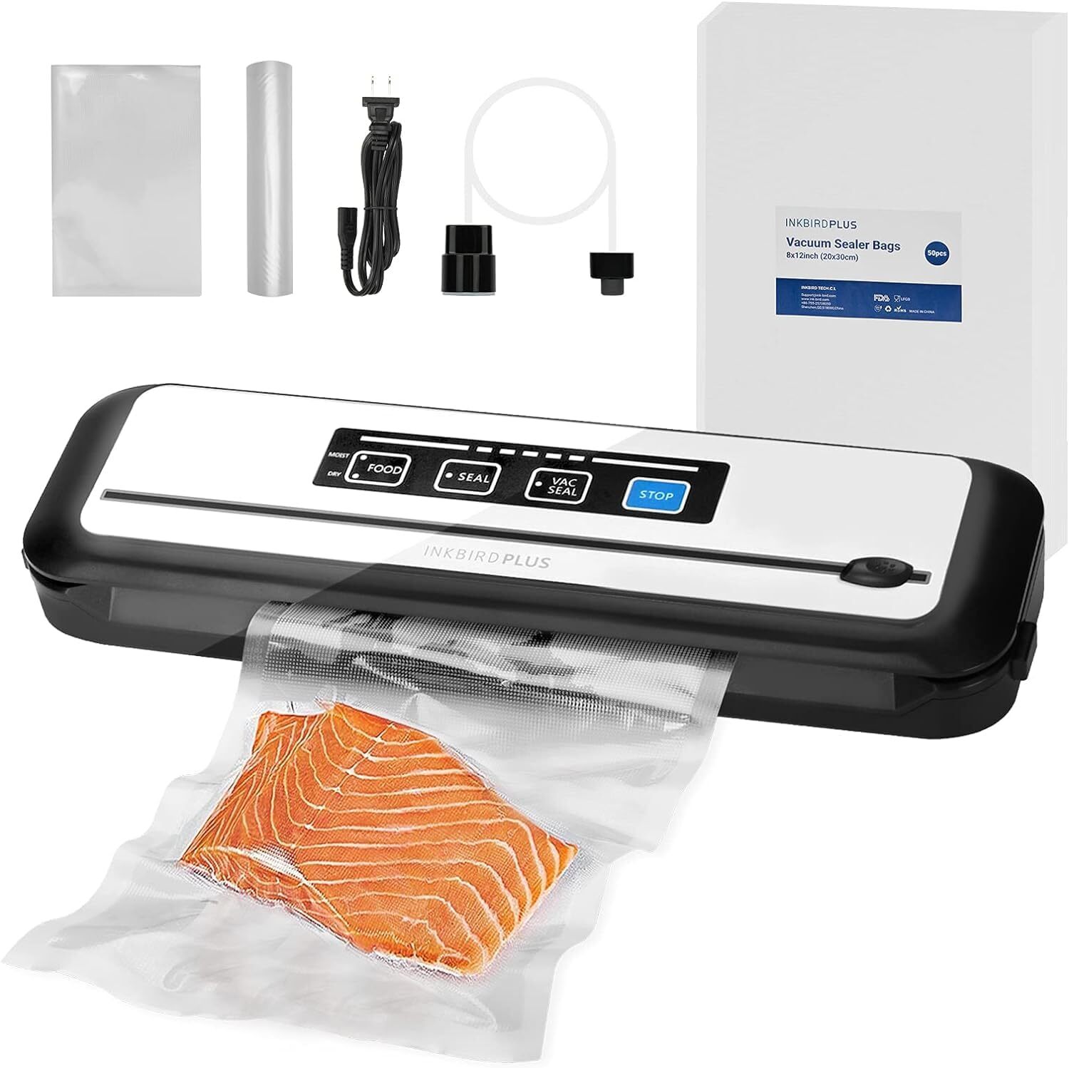 Vacuum Sealer Machine Starter Kit with 55 Bags and Built-in Cutter Roll
