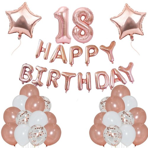 LARGE Rose Gold Happy Birthday Bunting Banner Foil Set Helium Party DECORATION - Picture 14 of 32
