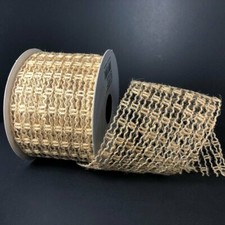 Expandable Jute Ribbon Natural 2 1/2" Wired 10 Yards FREE SHIPPING 34015010