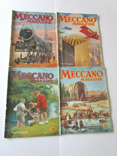 Lot x 4 Vintage Meccano Magazines 1930/1935: March 30, May 32, Aug 32, Oct 35