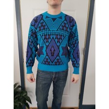 80s/90s Blue Geometric Sweater