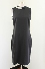NWT Calvin Klein Black Scuba Sheath Dress Size 8 Metal Collar Cocktail Office